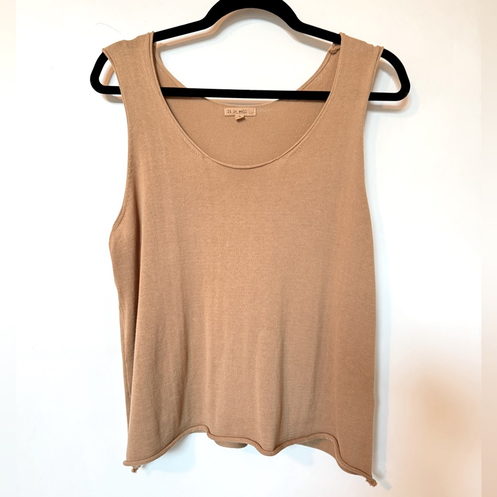 It Is Well LA Easy Sweater Tank Top in Camel - Size M - 100% Cotton - USA